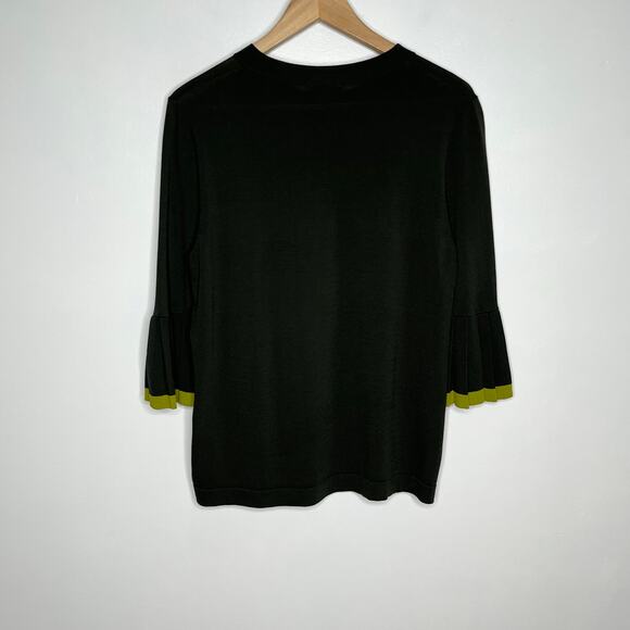 Cos Knitted Sweater Top Womens Medium Olive Green Pleated Sleeves Minimalist - Picture 10 of 11